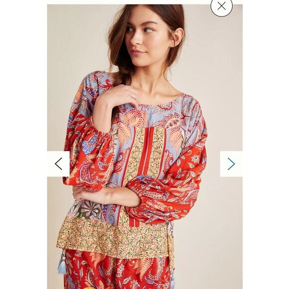 Anthropologie Boho Sonrise Paisley Top / Size-Small - Picture 9 of 12